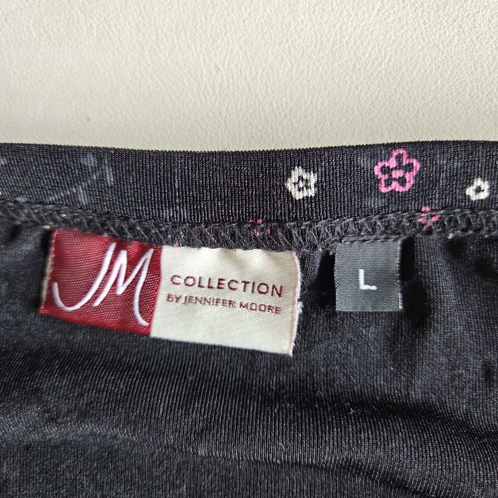 JM Collection Black Floral Stretch Maxi Skirt Size L Y2K 90s Boho Grunge Cottage - Picture 6 of 10